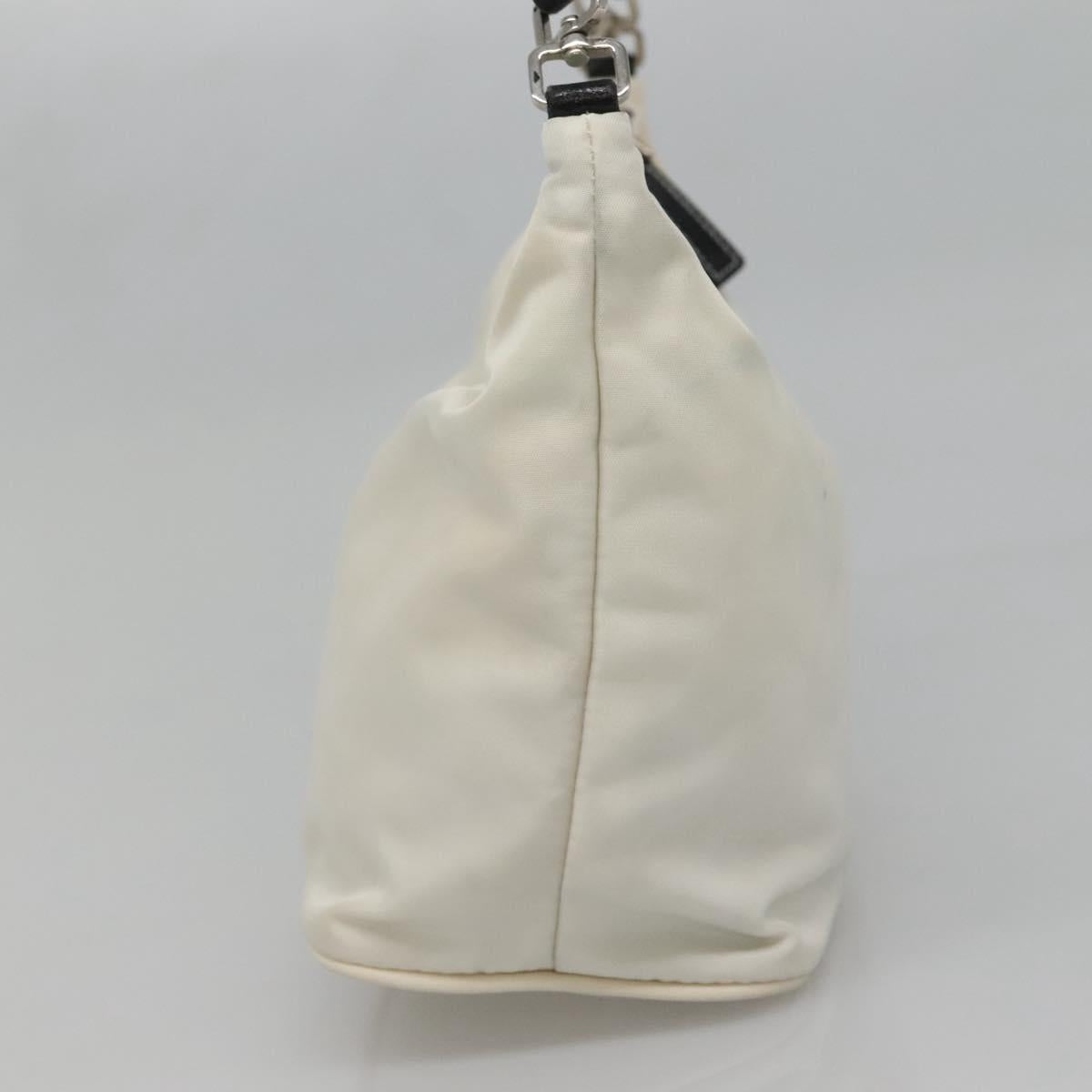 PRADA Shoulder Bag Nylon White Silver Auth 136266