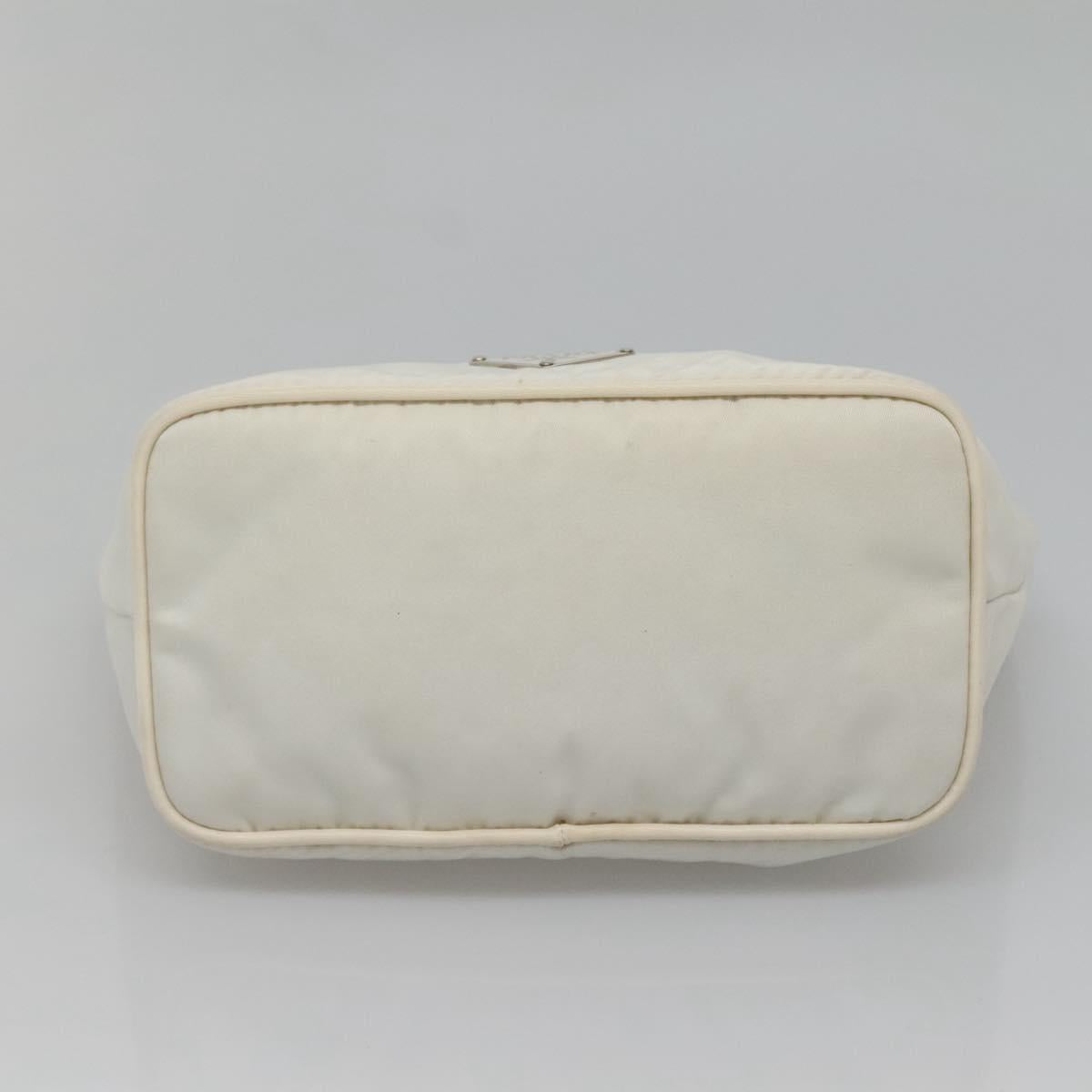 PRADA Shoulder Bag Nylon White Silver Auth 136266