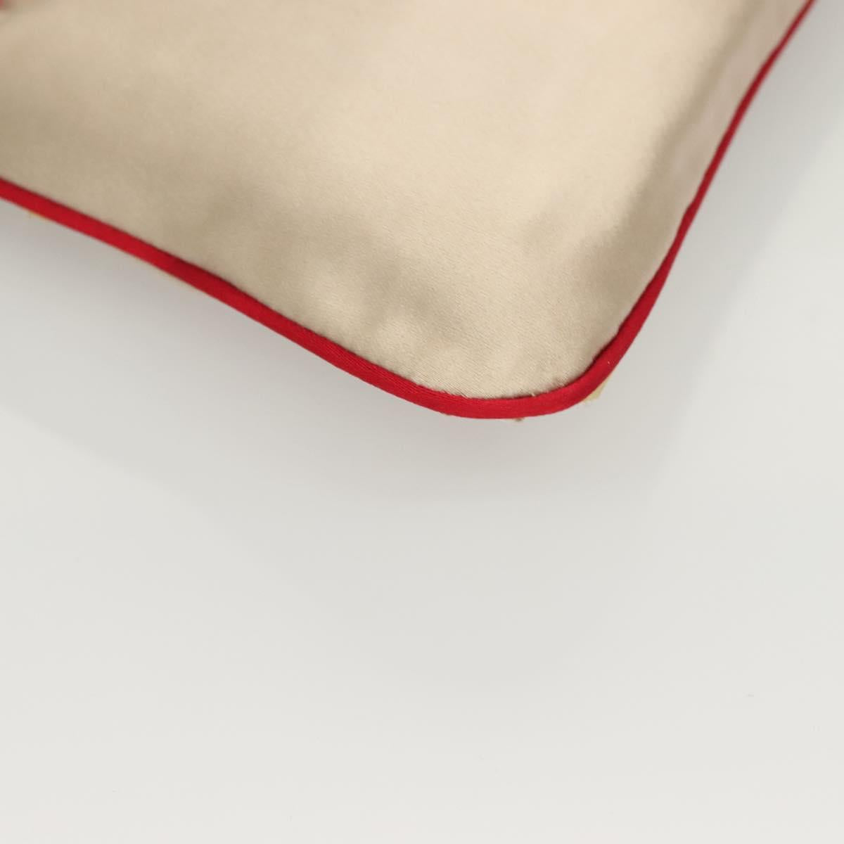 PRADA Hand Bag Satin Beige Auth 136267