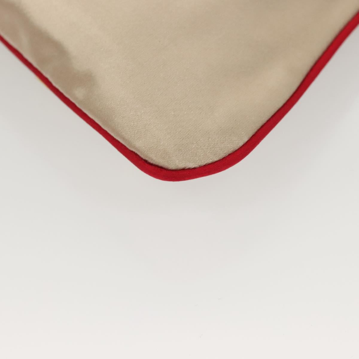 PRADA Hand Bag Satin Beige Auth 136267