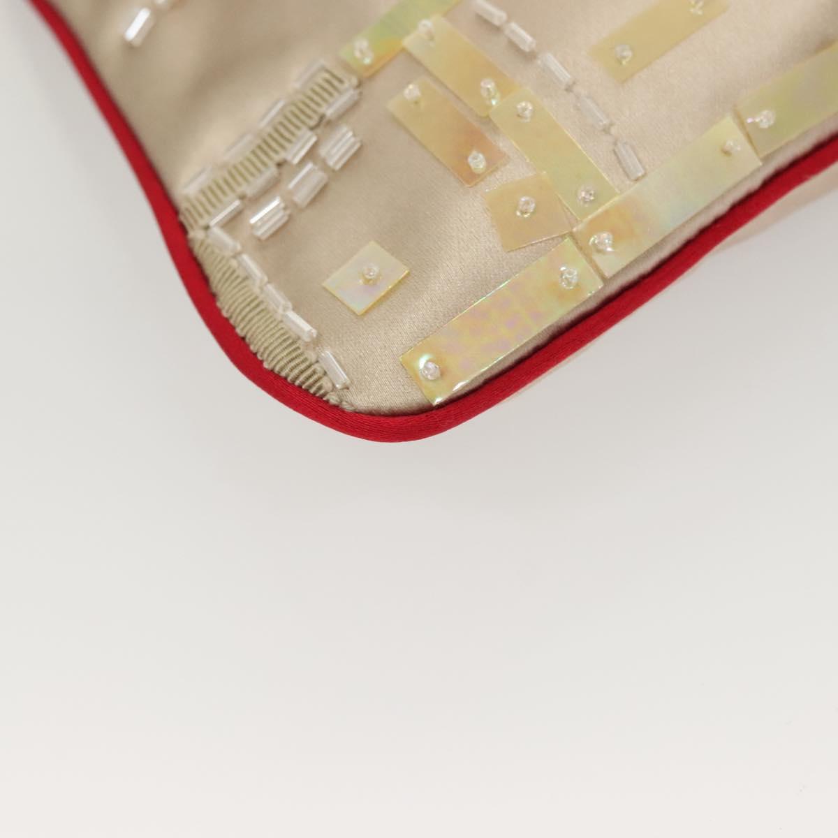 PRADA Hand Bag Satin Beige Auth 136267