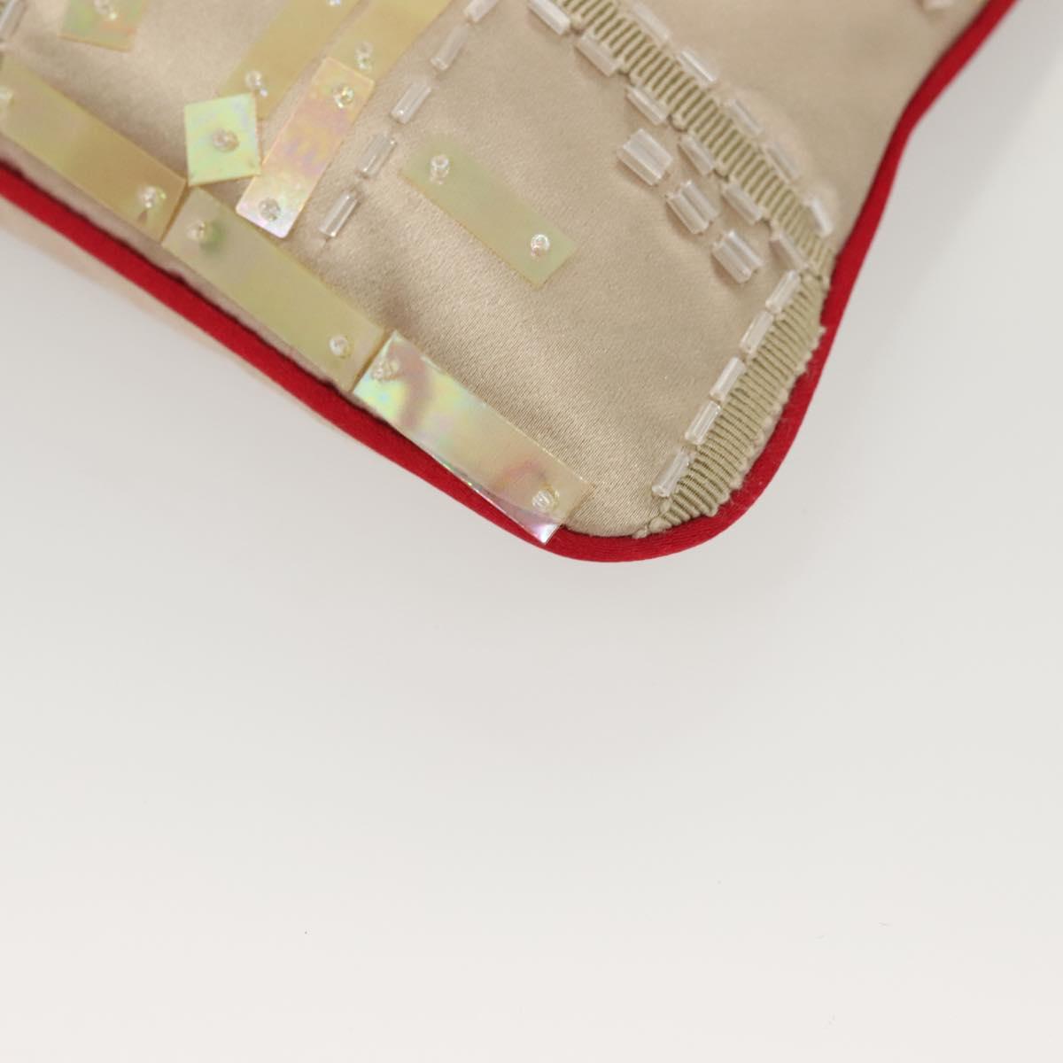 PRADA Hand Bag Satin Beige Auth 136267