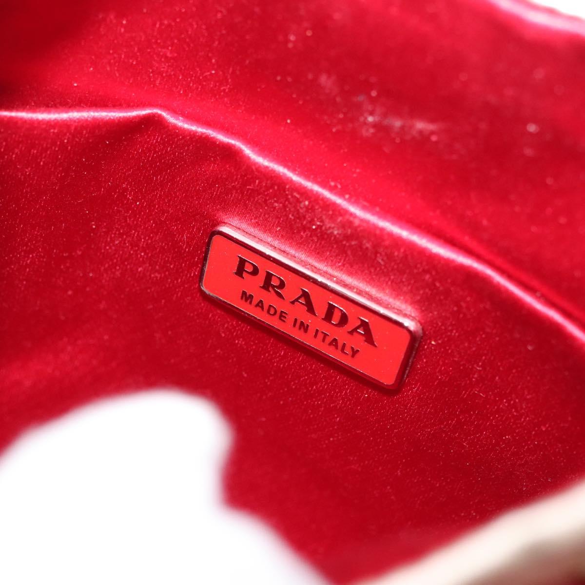 PRADA Hand Bag Satin Beige Auth 136267