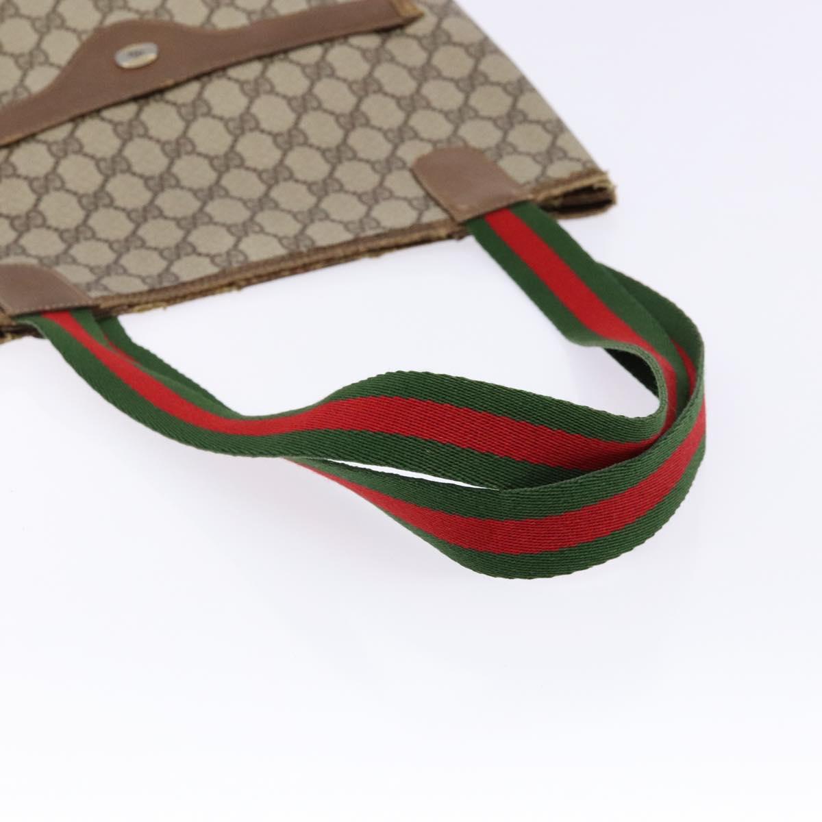 GUCCI GG Supreme Web Sherry Line Tote Bag PVC Beige Red 39 02 003 Auth 136269