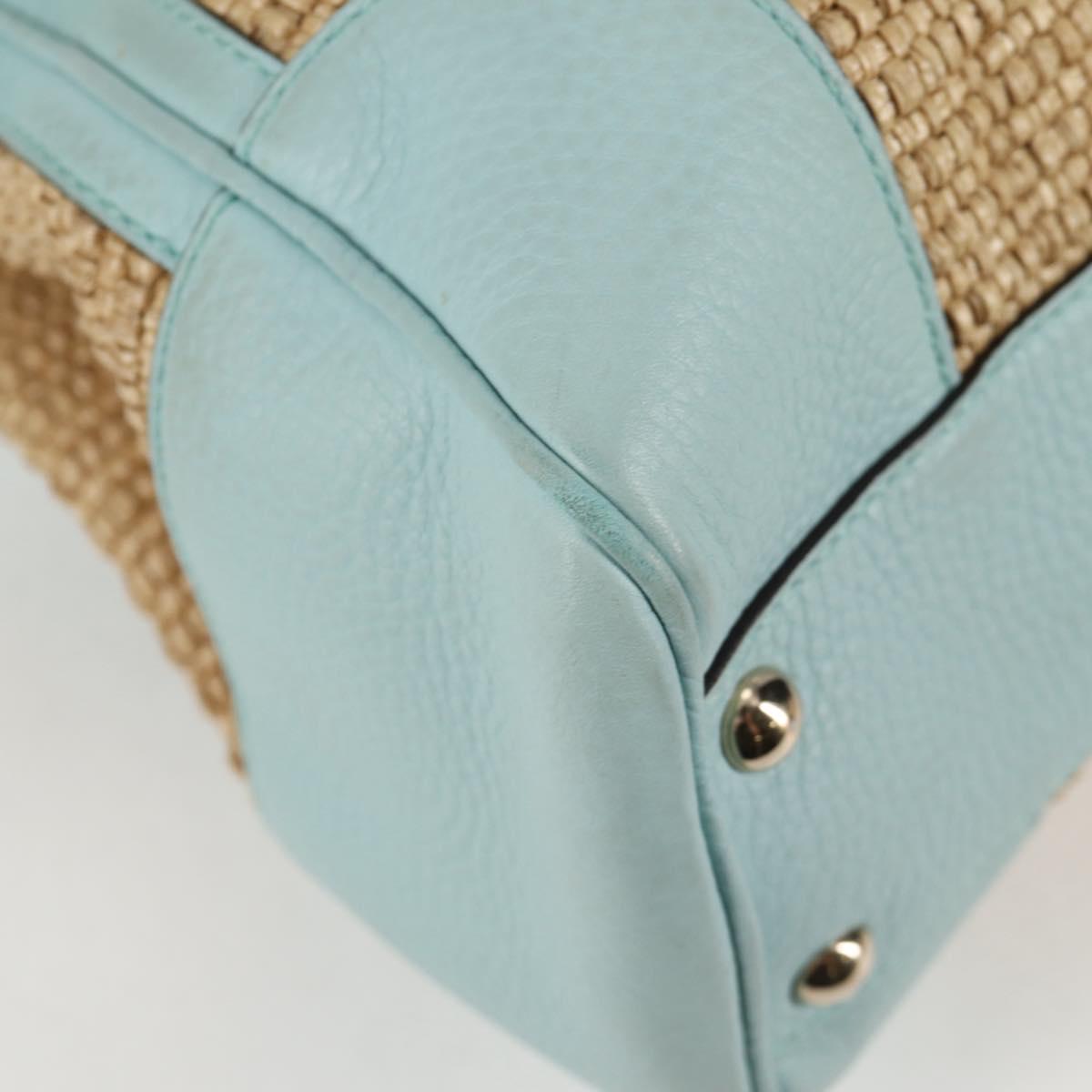 GUCCI Bamboo Hand Bag Raffia 2way Beige Gold 336032 Auth 136270