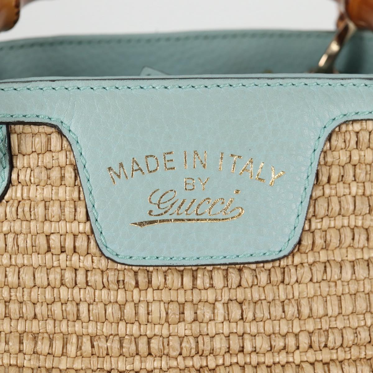 GUCCI Bamboo Hand Bag Raffia 2way Beige Gold 336032 Auth 136270