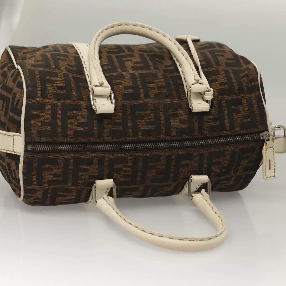 FENDI Celeria Zucca Canvas Hand Bag Black Silver Brown Auth 136283