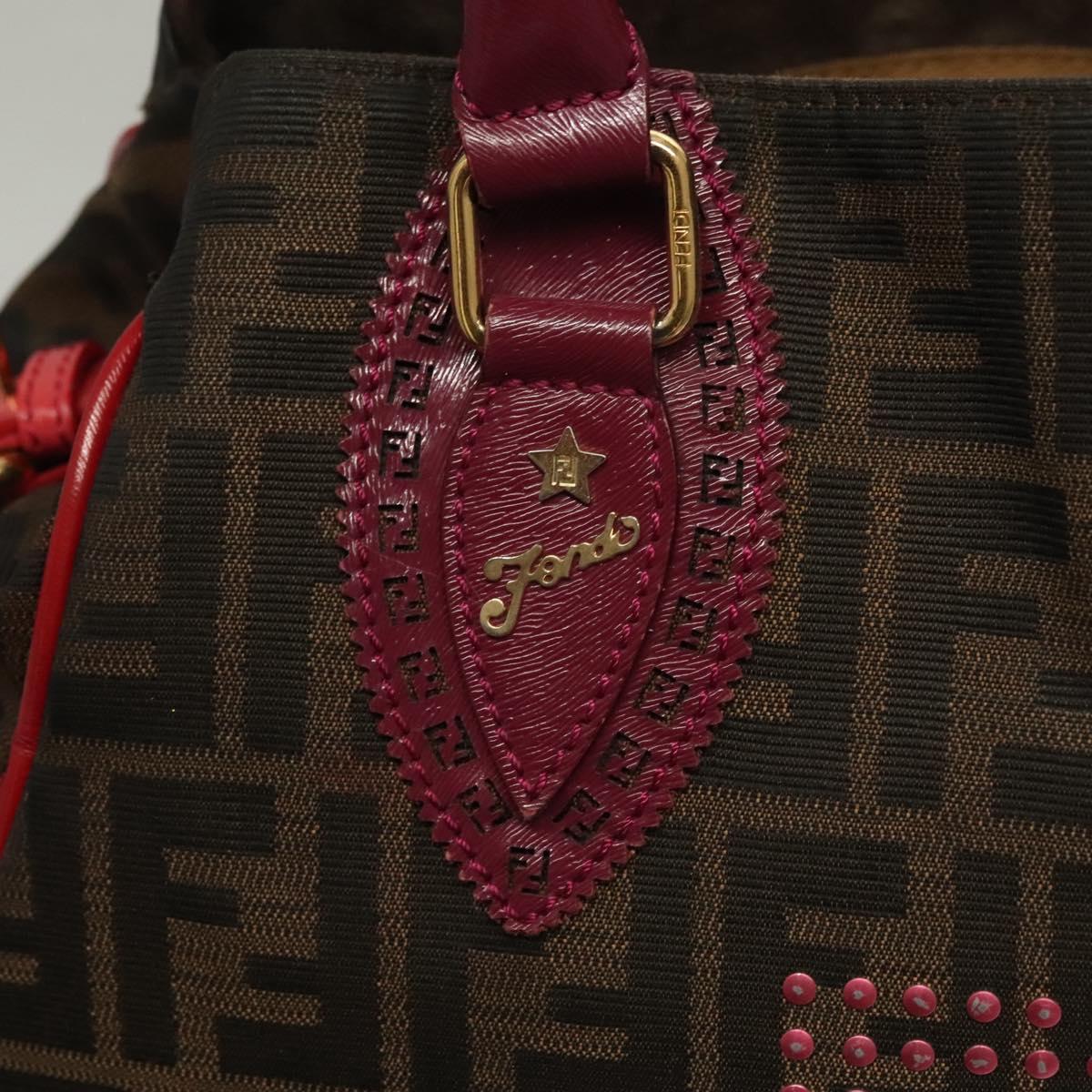 FENDI Zucca Canvas Tote Bag Black Gold Brown Auth 136284