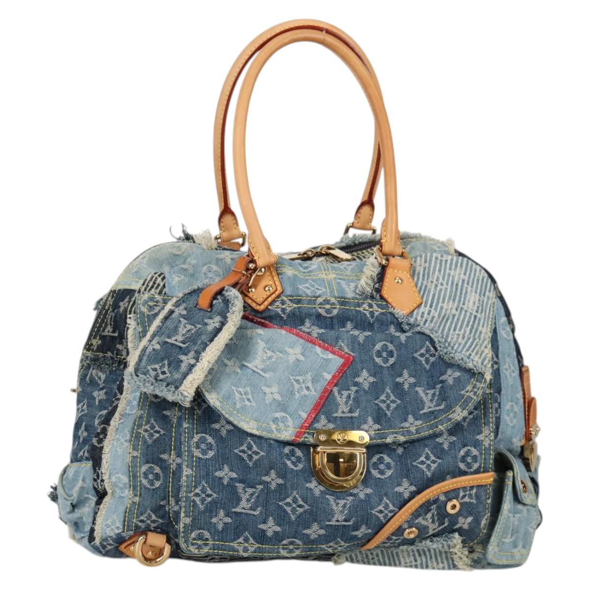 LOUIS VUITTON Monogram Denim Patchwork Bowery Tote Bag Blue M95376 Auth 136291V