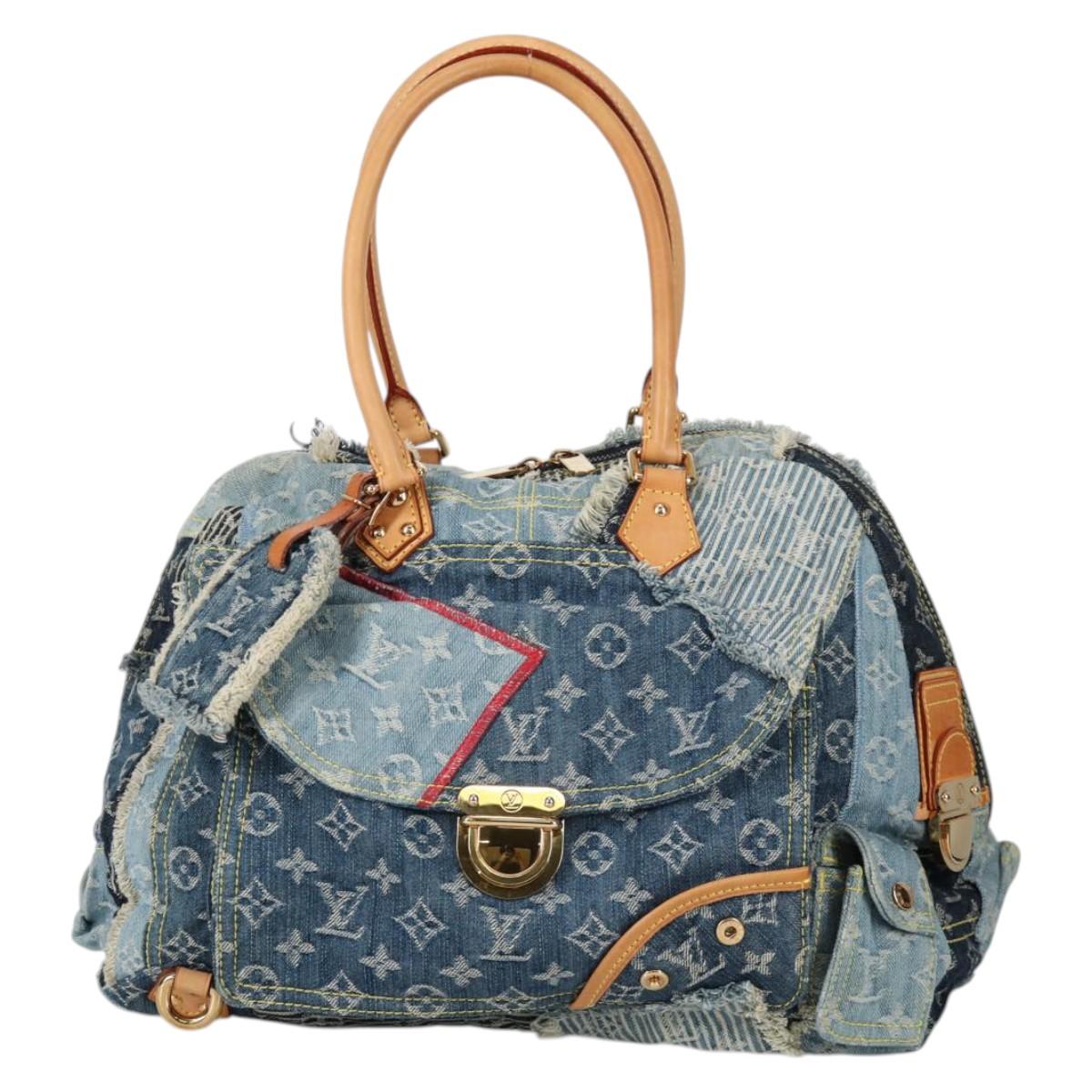 LOUIS VUITTON Monogram Denim Patchwork Bowery Tote Bag Blue M95376 Auth 136291V
