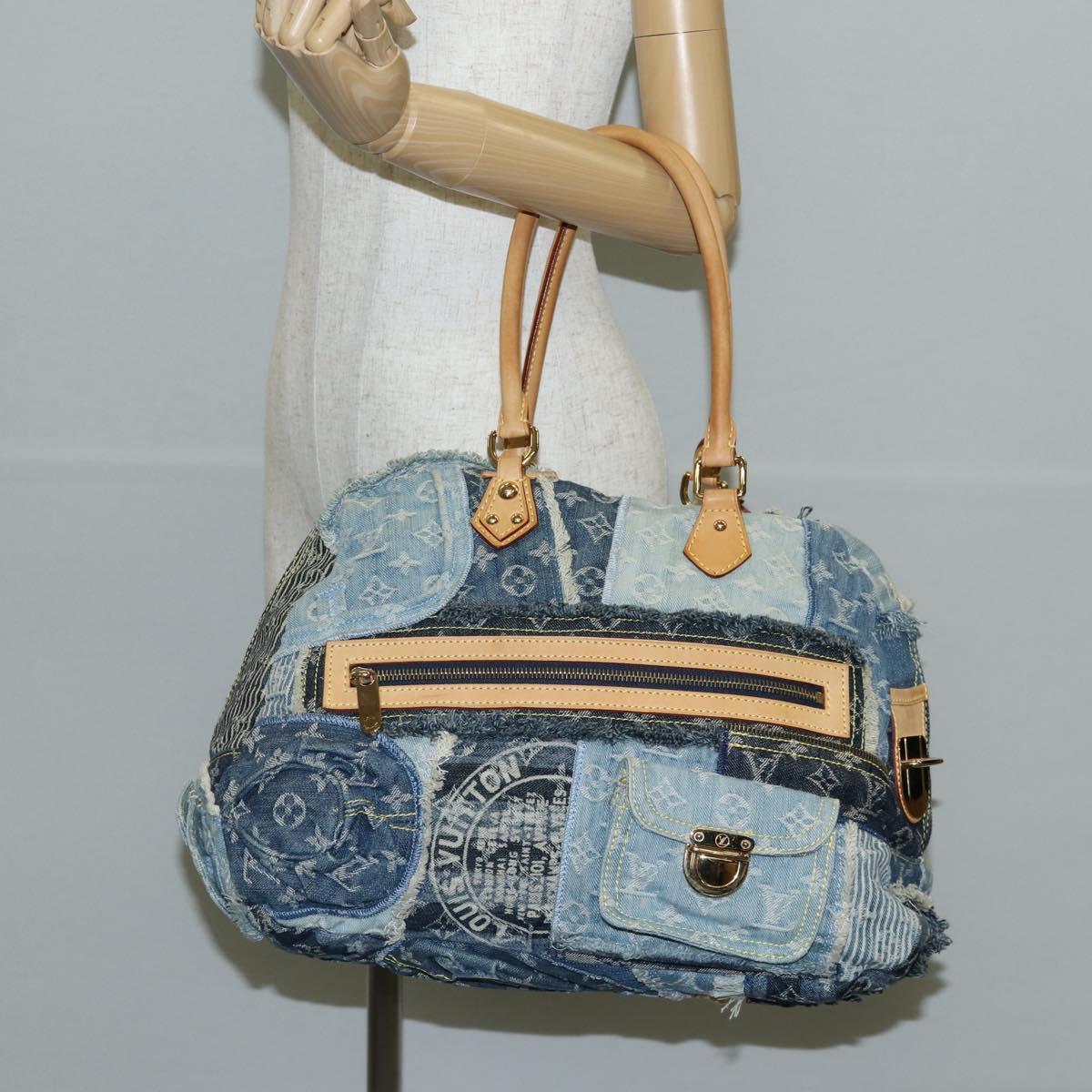 LOUIS VUITTON Monogram Denim Patchwork Bowery Tote Bag Blue M95376 Auth 136291SAV
