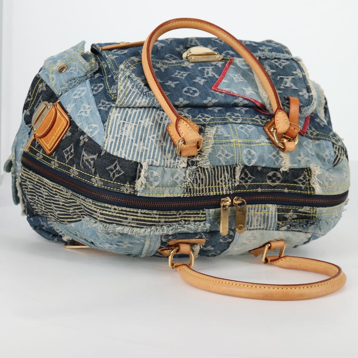 LOUIS VUITTON Monogram Denim Patchwork Bowery Tote Bag Blue M95376 Auth 136291V