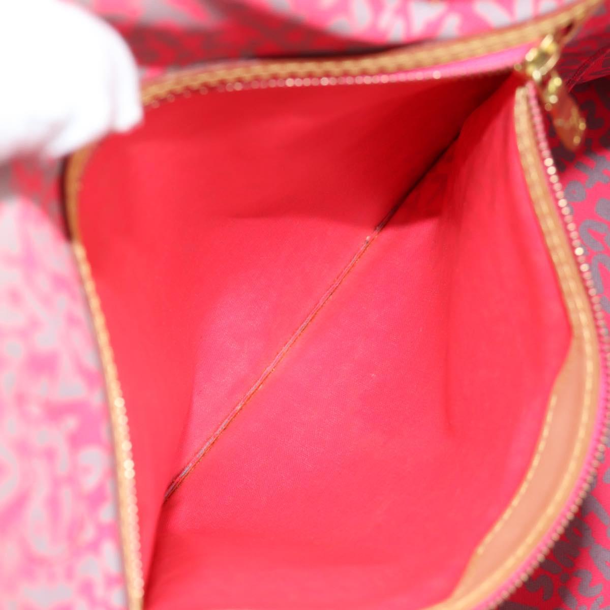 LOUIS VUITTON Monogram Graffiti Neverfull GM Bag Fuchsia M93701 LV Auth 136298V