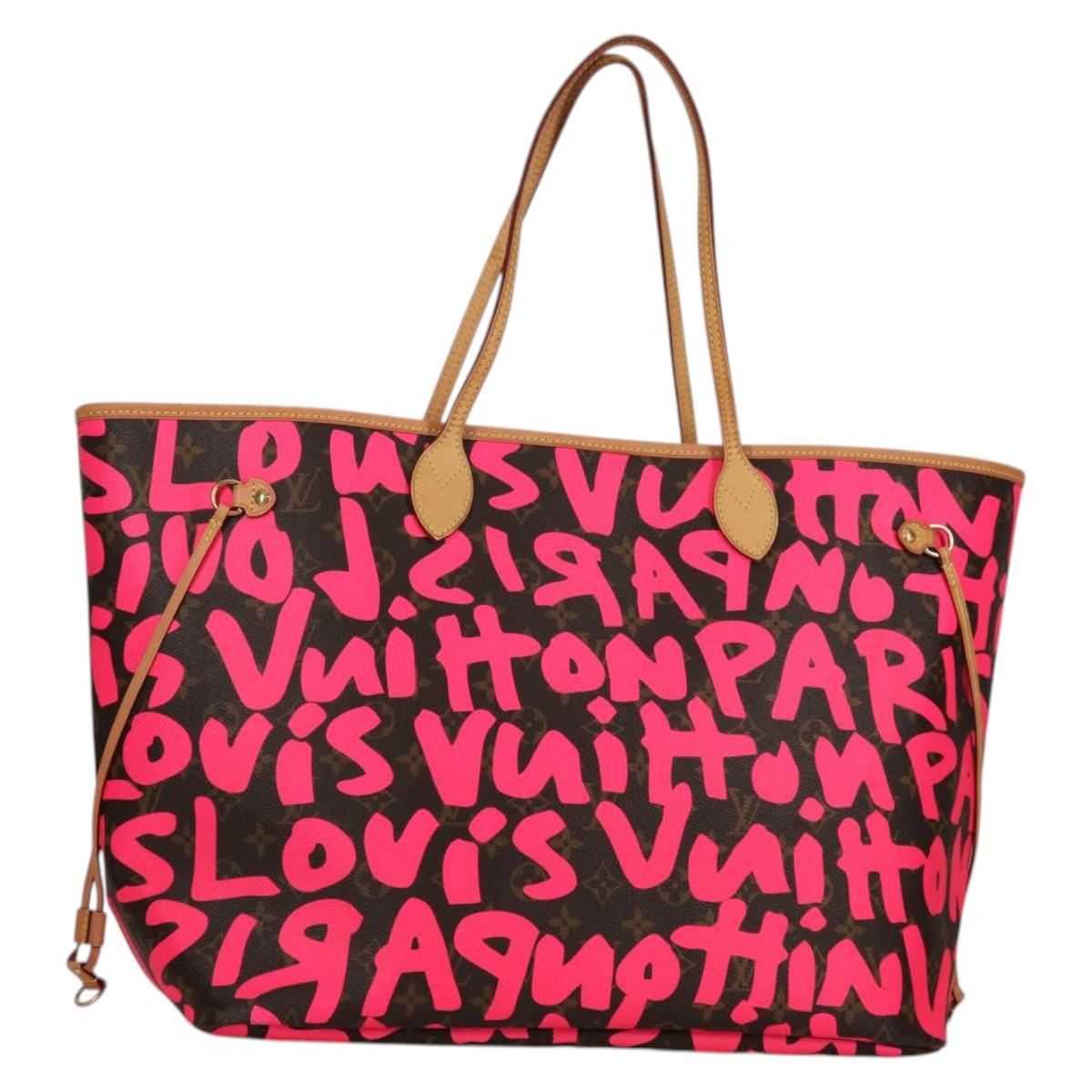 LOUIS VUITTON Monogram Graffiti Neverfull GM Bag Fuchsia M93701 LV Auth 136298V
