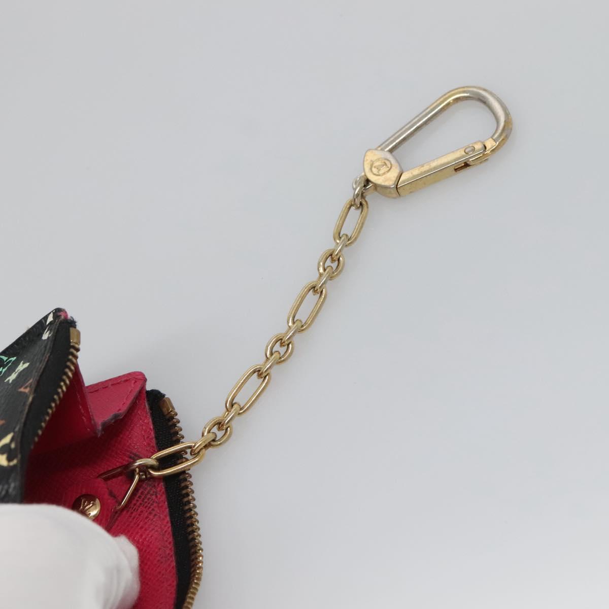 LOUIS VUITTON Multicolor Pochette Cles NM Coin Purse Black M60279 LV Auth 136305