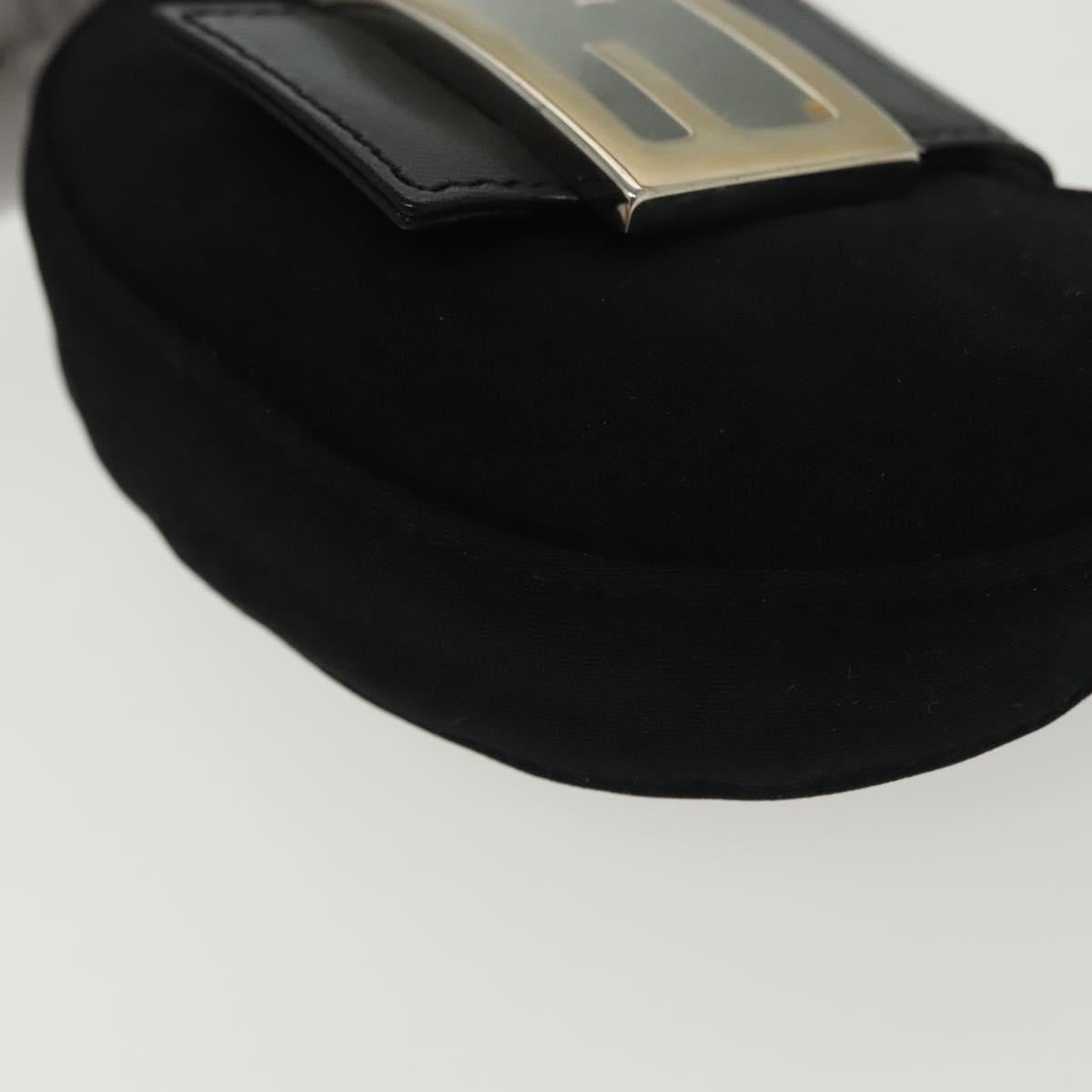 FENDI Mini Croissant Hand Bag Nylon Black Silver Auth 136308