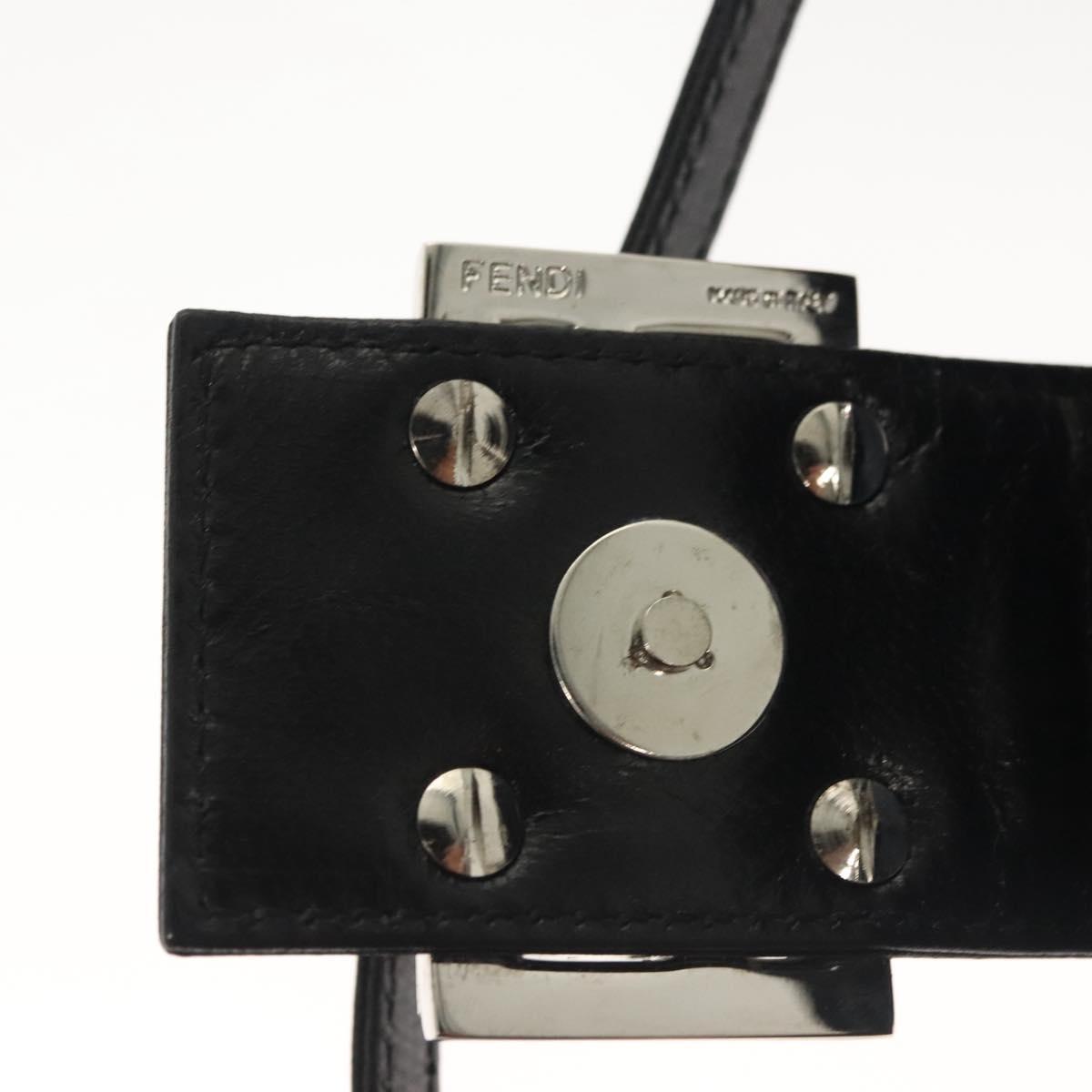 FENDI Mini Croissant Hand Bag Nylon Black Silver Auth 136308