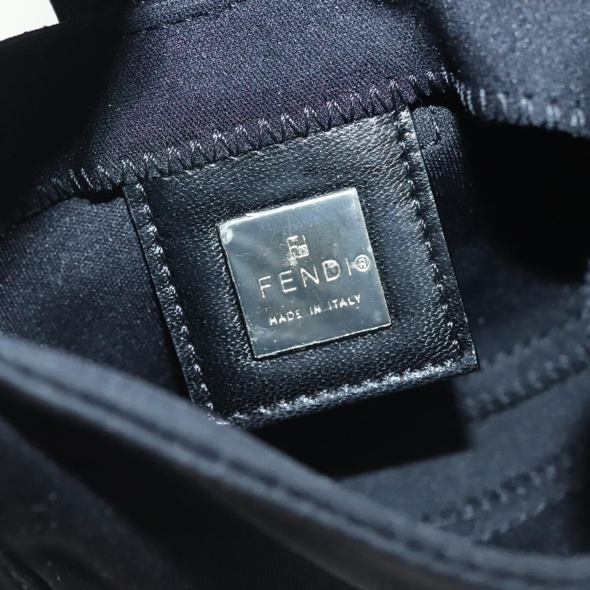 FENDI Mini Croissant Hand Bag Nylon Black Silver Auth 136308