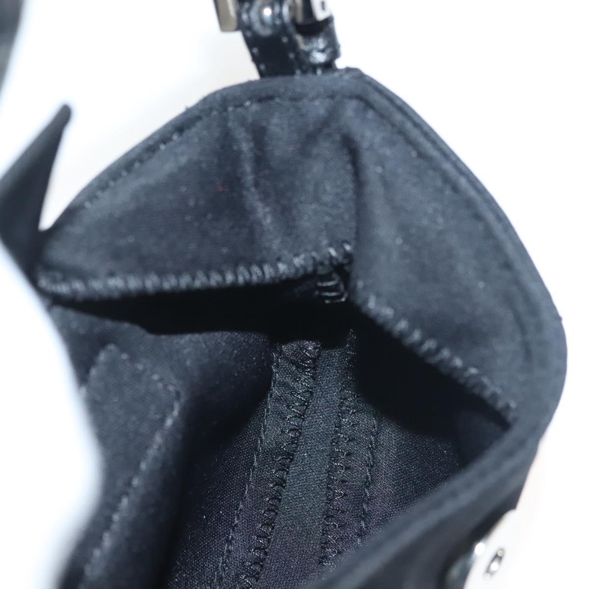 FENDI Mini Croissant Hand Bag Nylon Black Silver Auth 136308