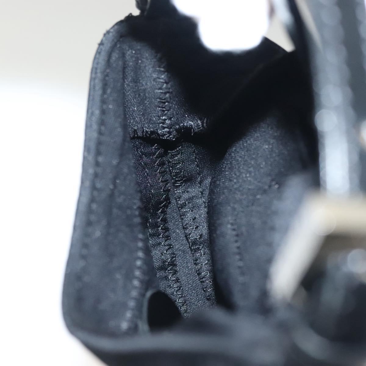 FENDI Mini Croissant Hand Bag Nylon Black Silver Auth 136308