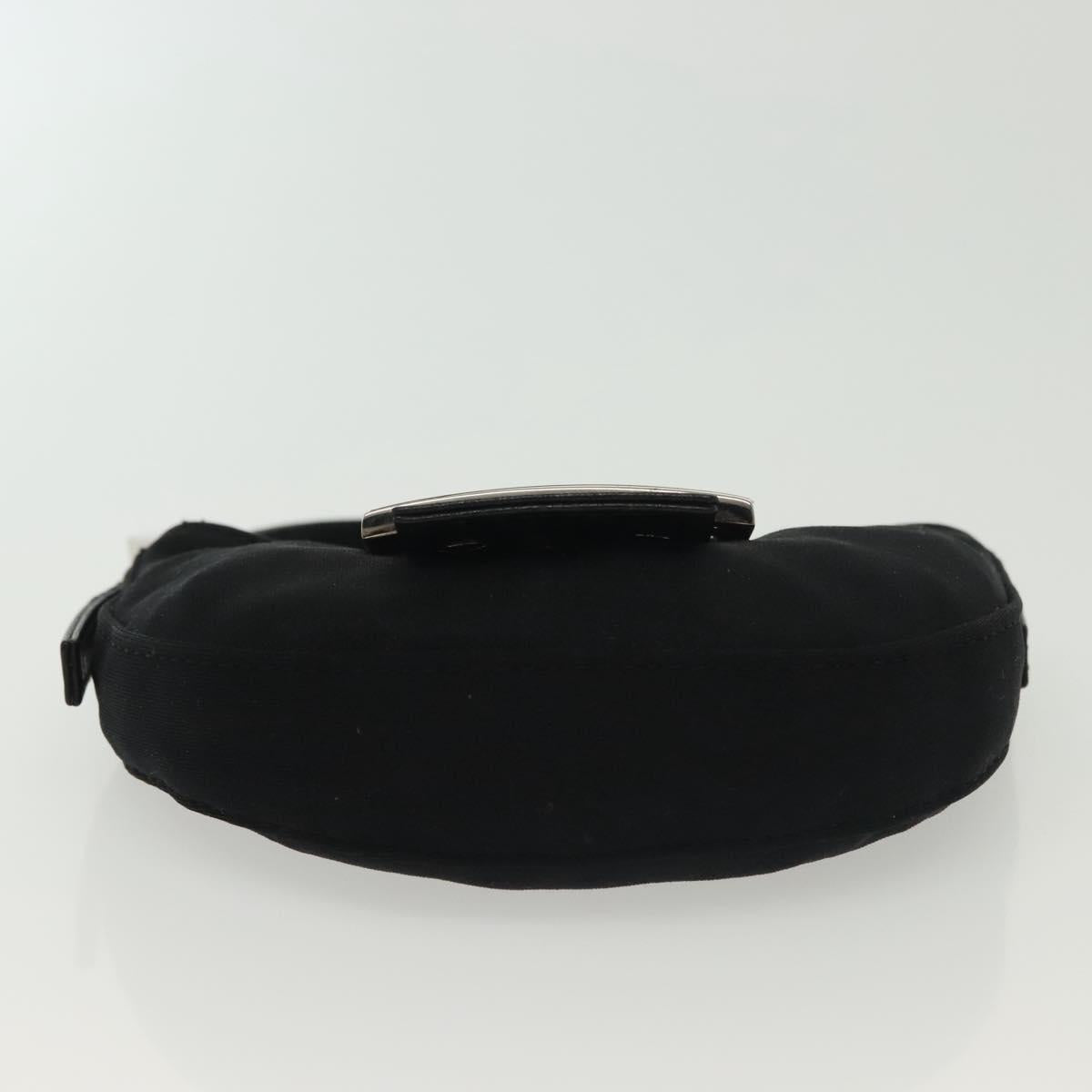 FENDI Mini Croissant Hand Bag Nylon Black Silver Auth 136308