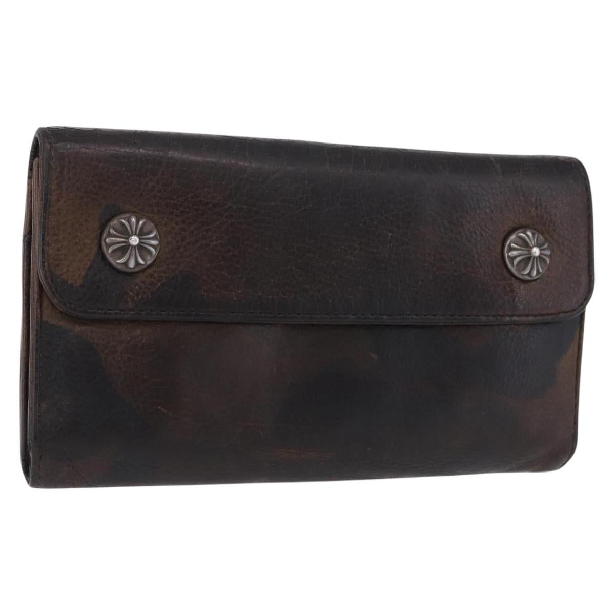 Chrome Hearts Wave Cross Ball Long Wallet Leather Green Auth 136315