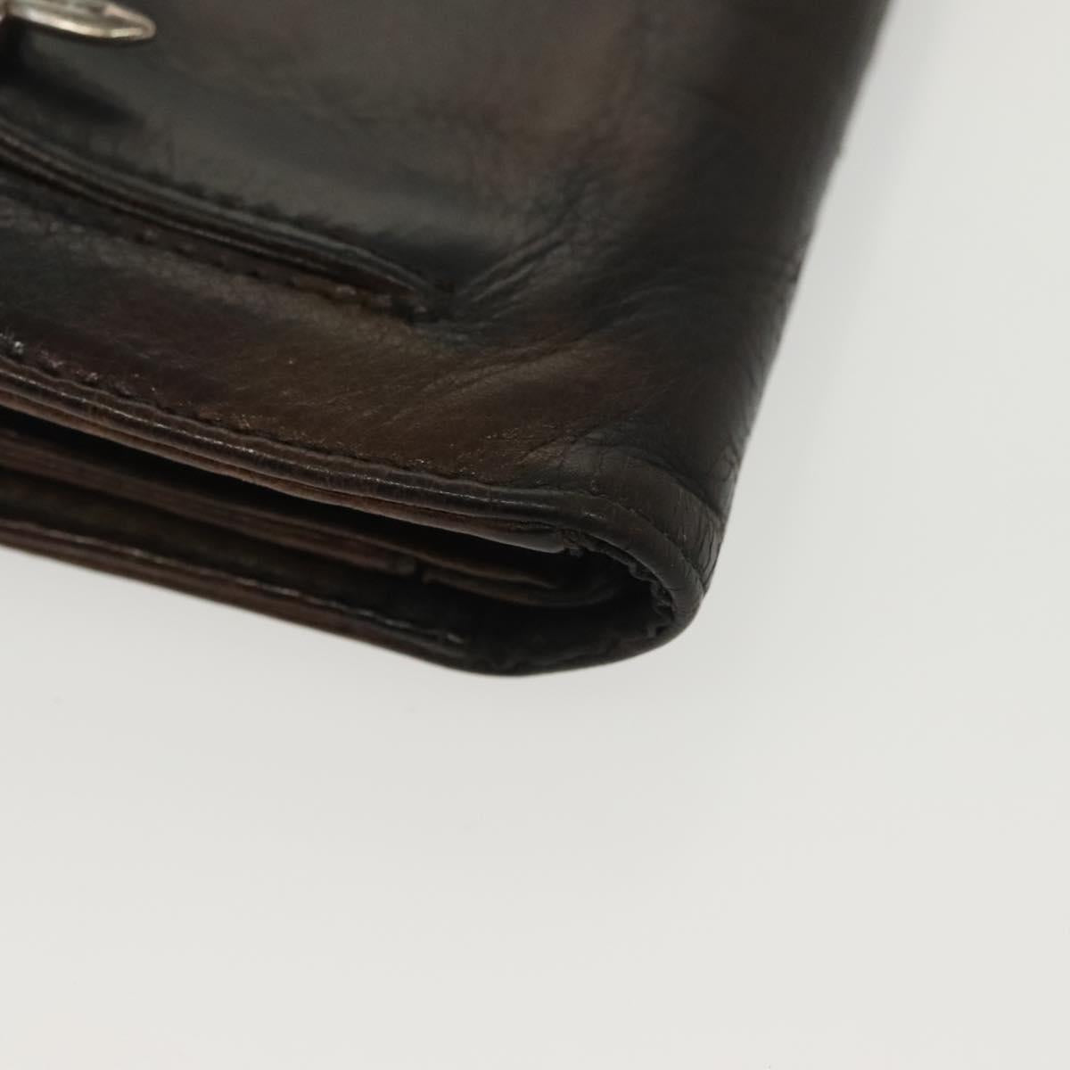 Chrome Hearts Wave Cross Ball Long Wallet Leather Green Auth 136315