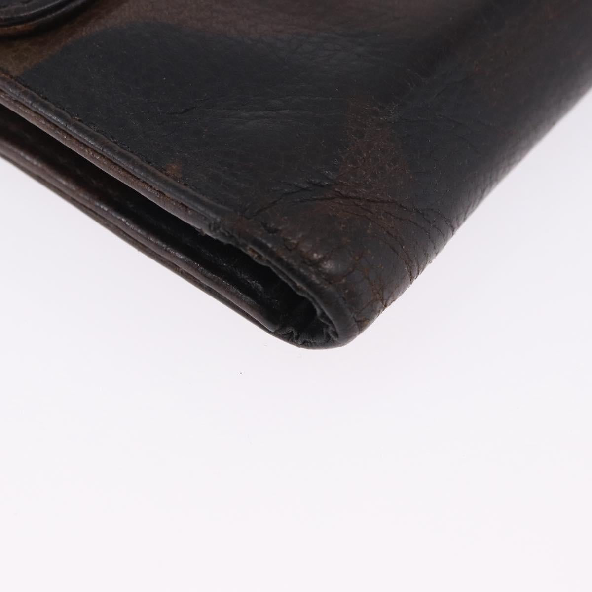Chrome Hearts Wave Cross Ball Long Wallet Leather Green Auth 136315
