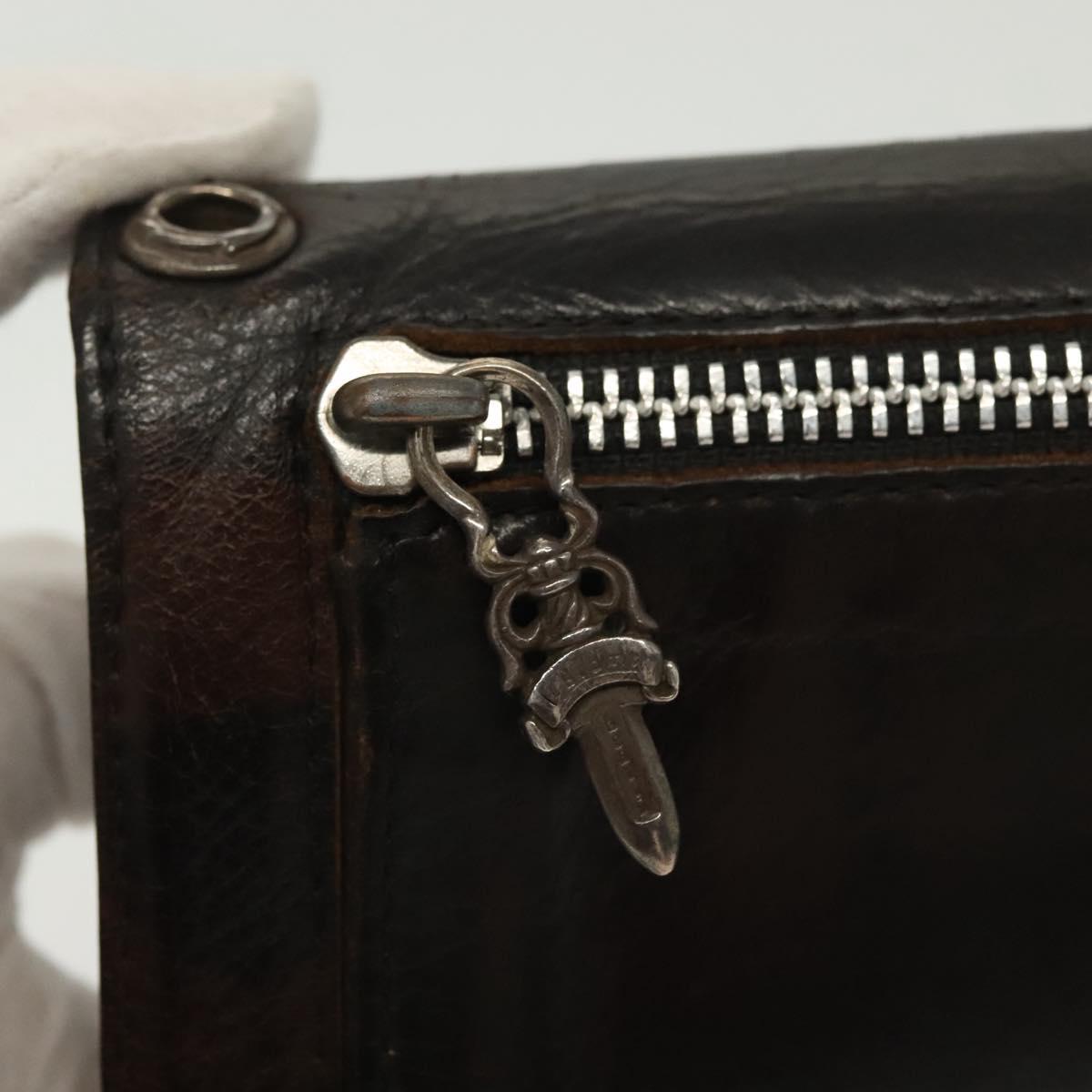 Chrome Hearts Wave Cross Ball Long Wallet Leather Green Auth 136315