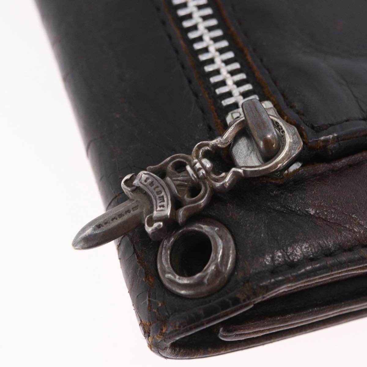 Chrome Hearts Wave Cross Ball Long Wallet Leather Green Auth 136315