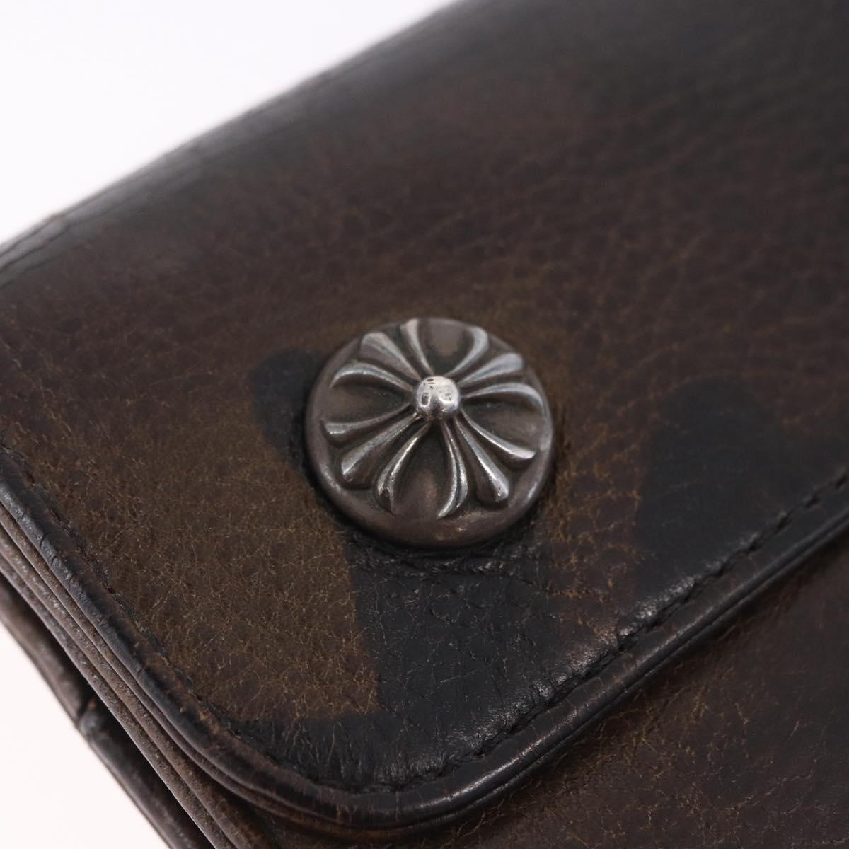 Chrome Hearts Wave Cross Ball Long Wallet Leather Green Auth 136315