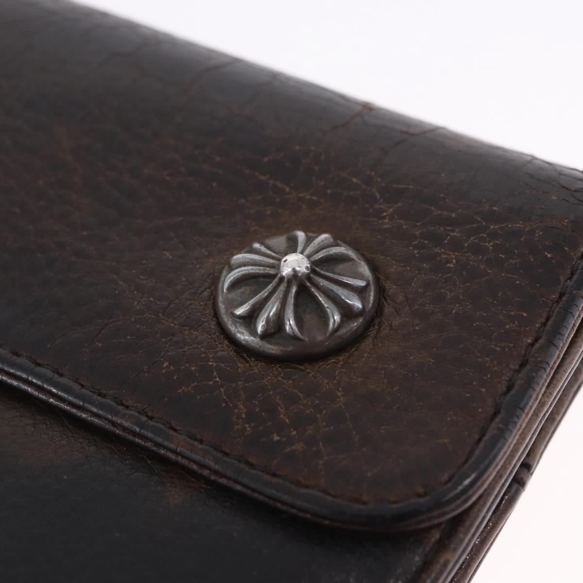 Chrome Hearts Wave Cross Ball Long Wallet Leather Green Auth 136315