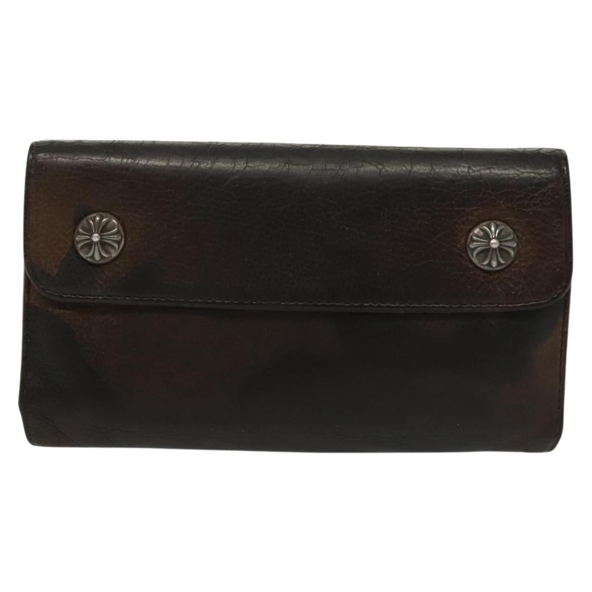 Chrome Hearts Wave Cross Ball Long Wallet Leather Green Auth 136315
