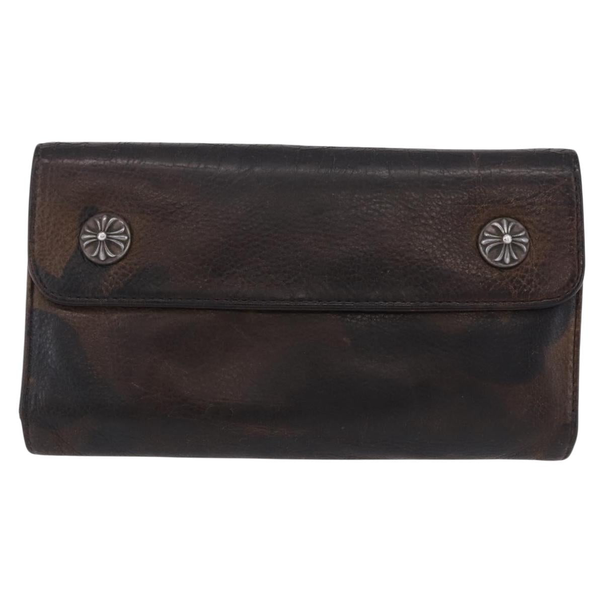 Chrome Hearts Wave Cross Ball Long Wallet Leather Green Auth 136315