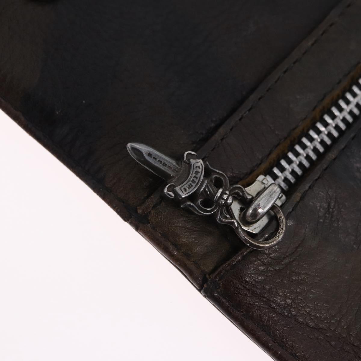 Chrome Hearts Wave Cross Ball Long Wallet Leather Green Auth 136315
