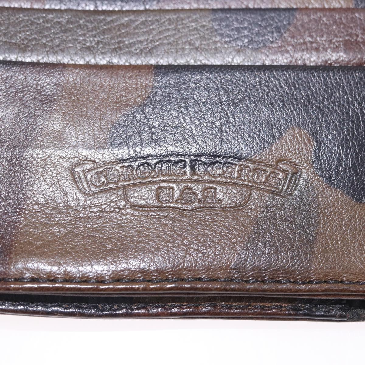Chrome Hearts Wave Cross Ball Long Wallet Leather Green Auth 136315