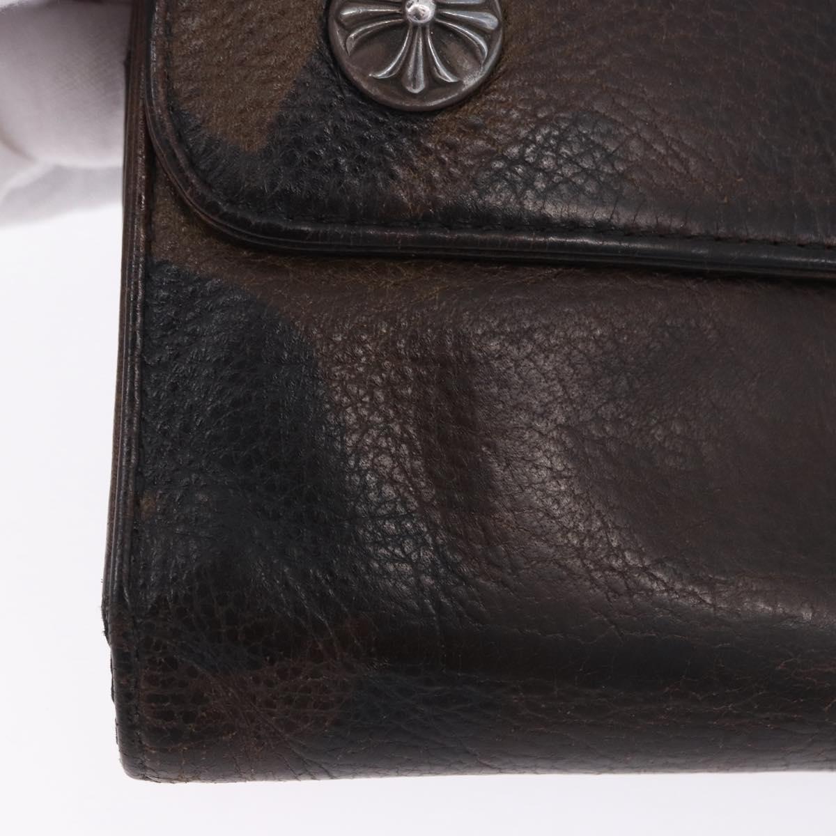 Chrome Hearts Wave Cross Ball Long Wallet Leather Green Auth 136315