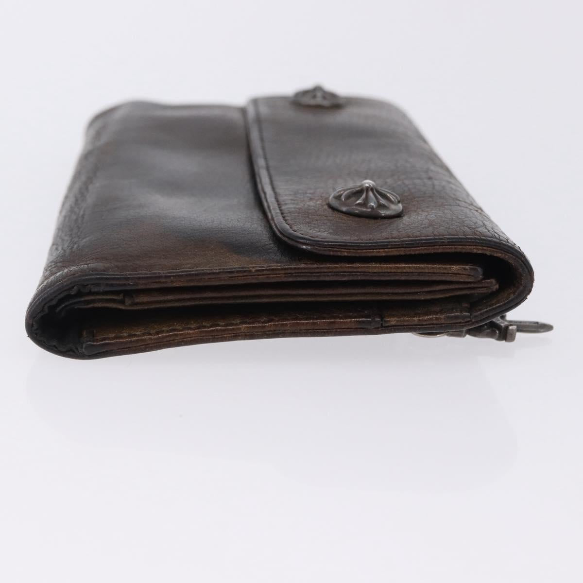 Chrome Hearts Wave Cross Ball Long Wallet Leather Green Auth 136315