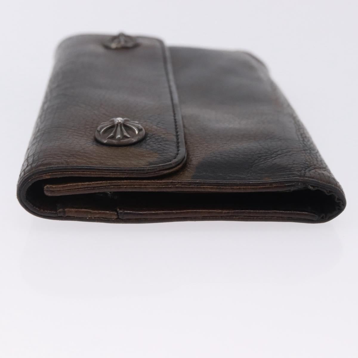 Chrome Hearts Wave Cross Ball Long Wallet Leather Green Auth 136315