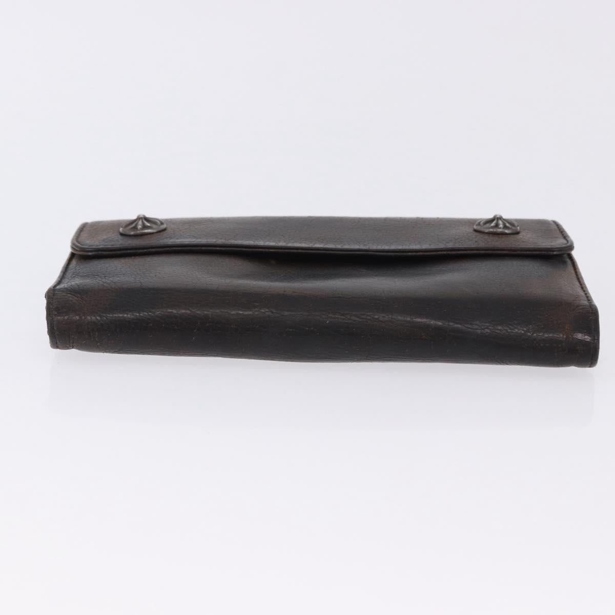 Chrome Hearts Wave Cross Ball Long Wallet Leather Green Auth 136315