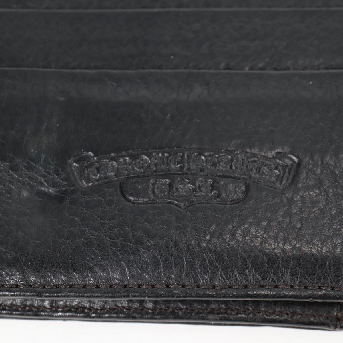 Chrome Hearts Wave Cross Ball Long Wallet Leather Black Auth 136316M