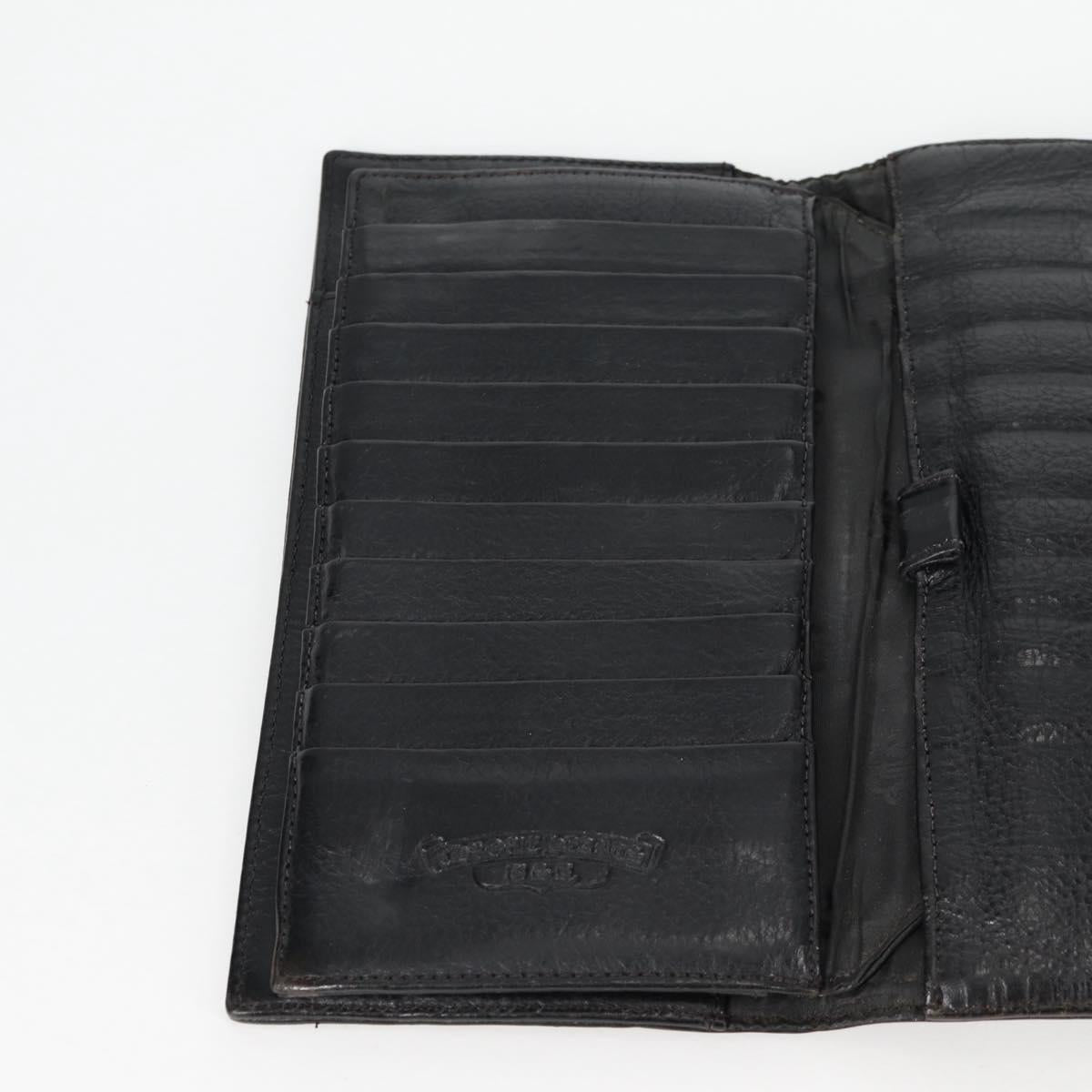 Chrome Hearts Wave Cross Ball Long Wallet Leather Black Auth 136316M