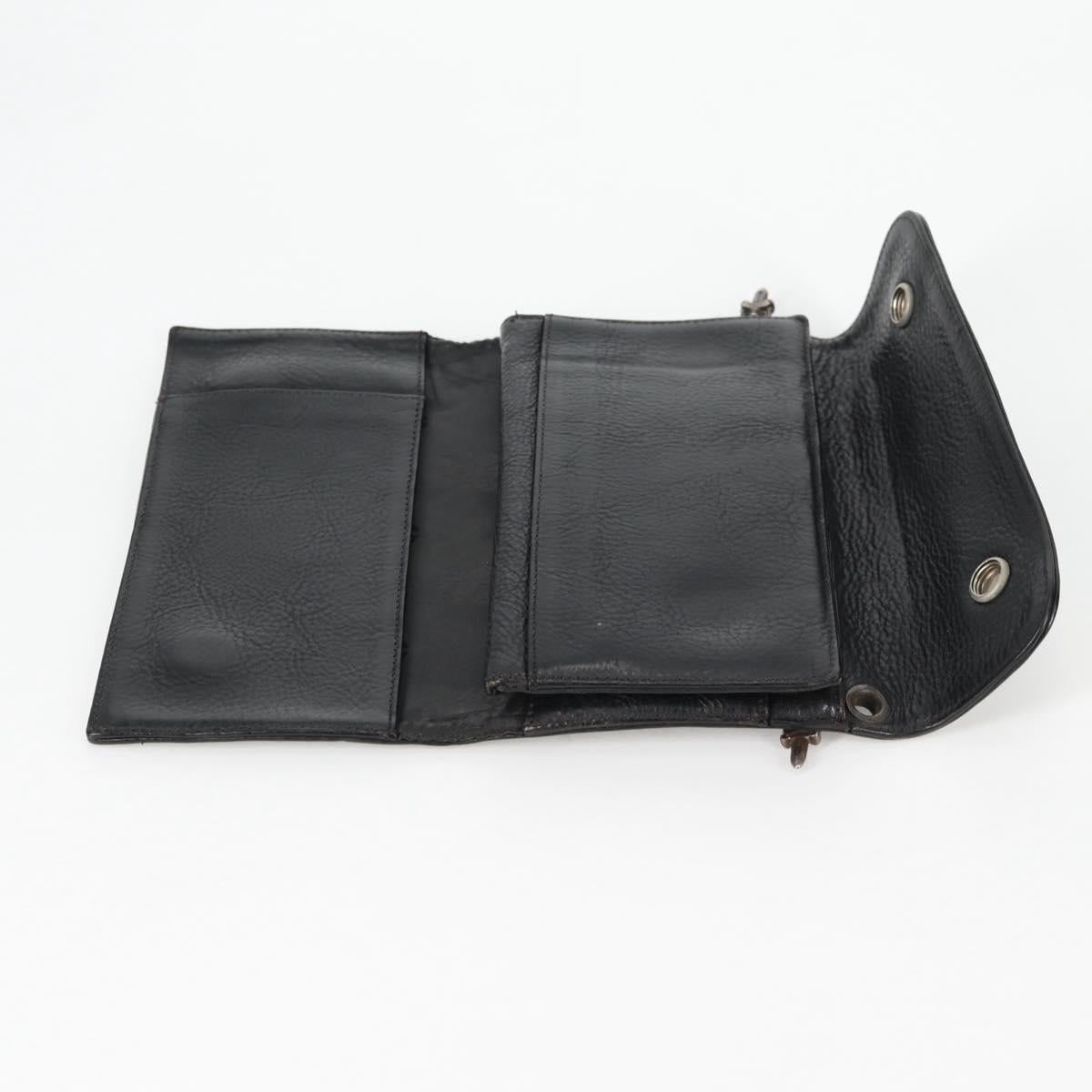 Chrome Hearts Wave Cross Ball Long Wallet Leather Black Auth 136316M