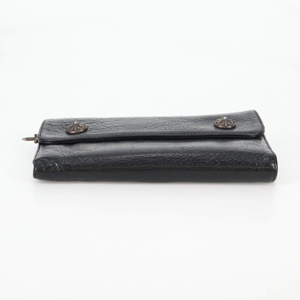 Chrome Hearts Wave Cross Ball Long Wallet Leather Black Auth 136316M