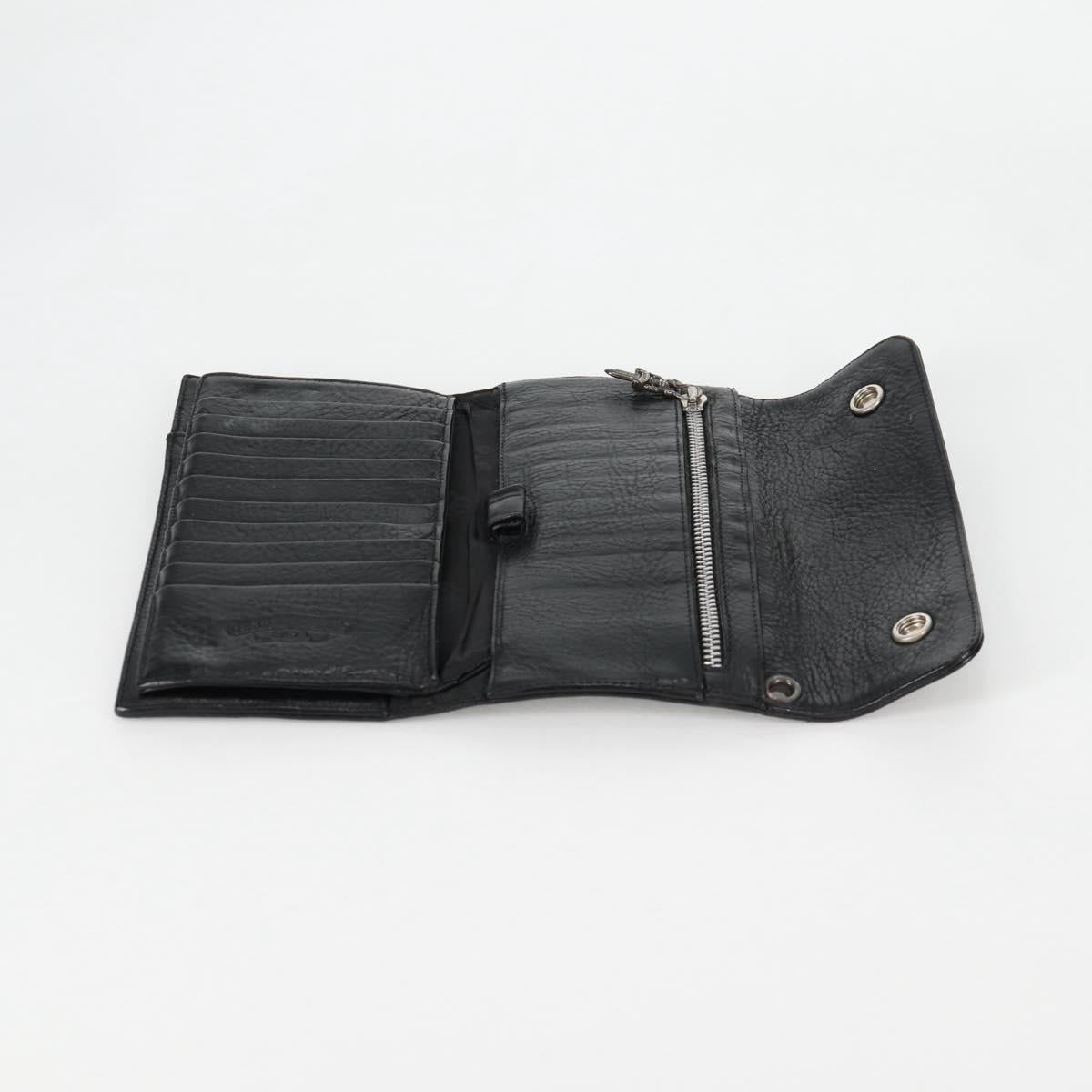 Chrome Hearts Wave Cross Ball Long Wallet Leather Black Auth 136317M