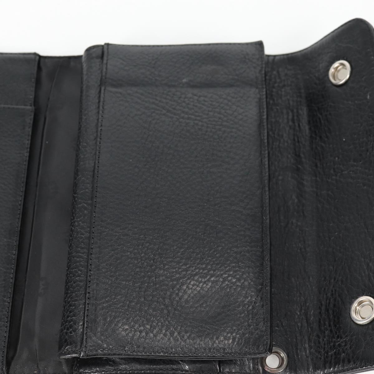 Chrome Hearts Wave Cross Ball Long Wallet Leather Black Auth 136317M
