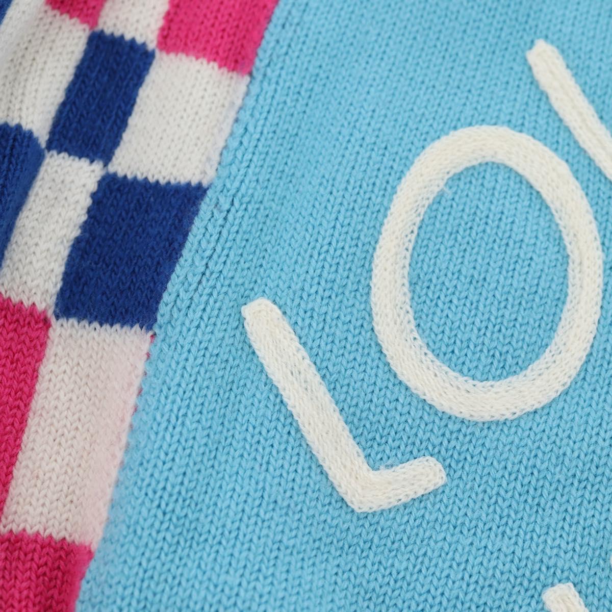 LOUIS VUITTON Damier Knit Sweater Jacket Wool Light Blue LV Auth 136318M