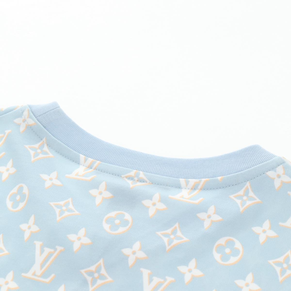 LOUIS VUITTON Monogram Short Sleeved T Shirt Cotton Light Blue LV Auth 136319M