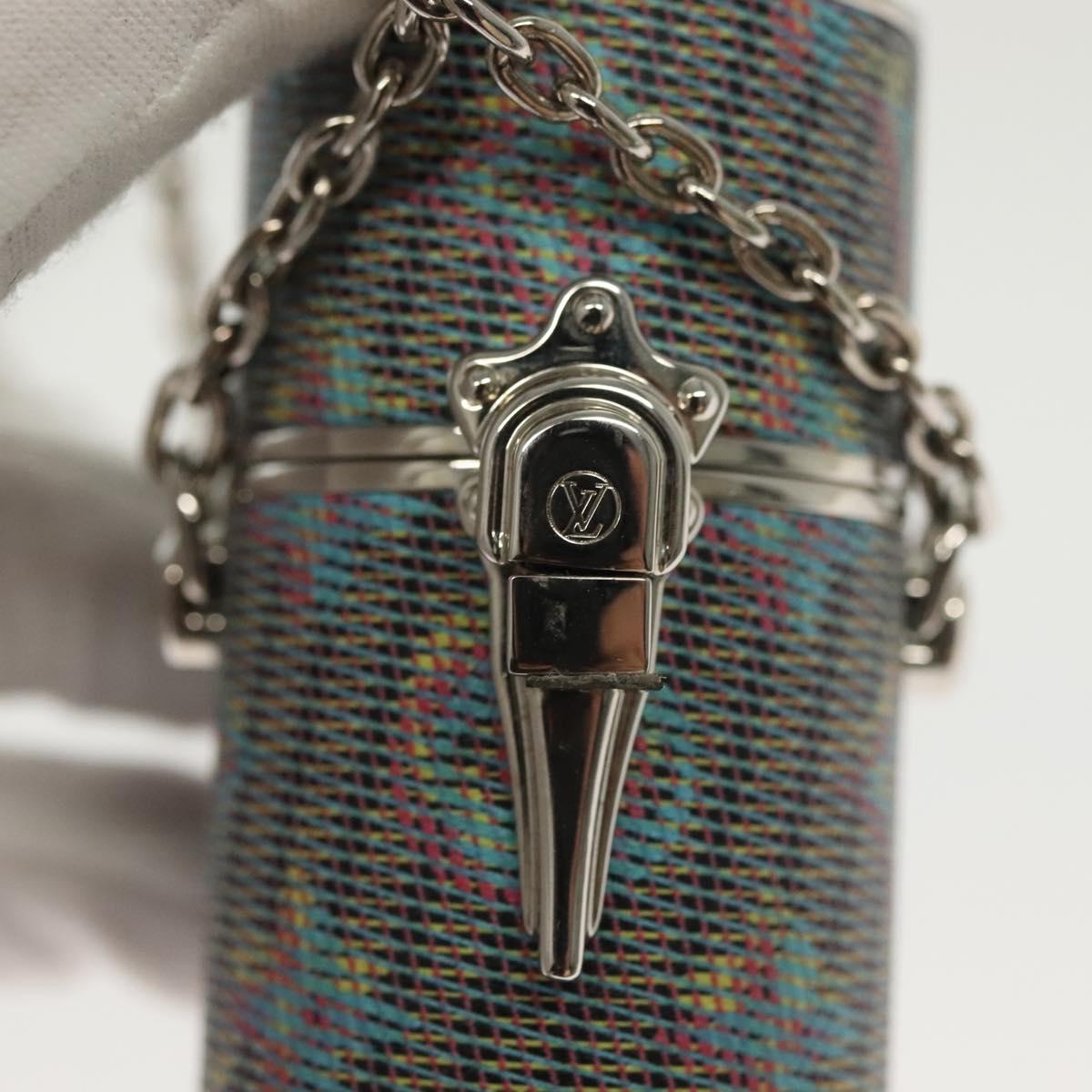 LOUIS VUITTON Monogram LV Pop Chain Lipstick Case Blue MP2536 LV Auth 136322