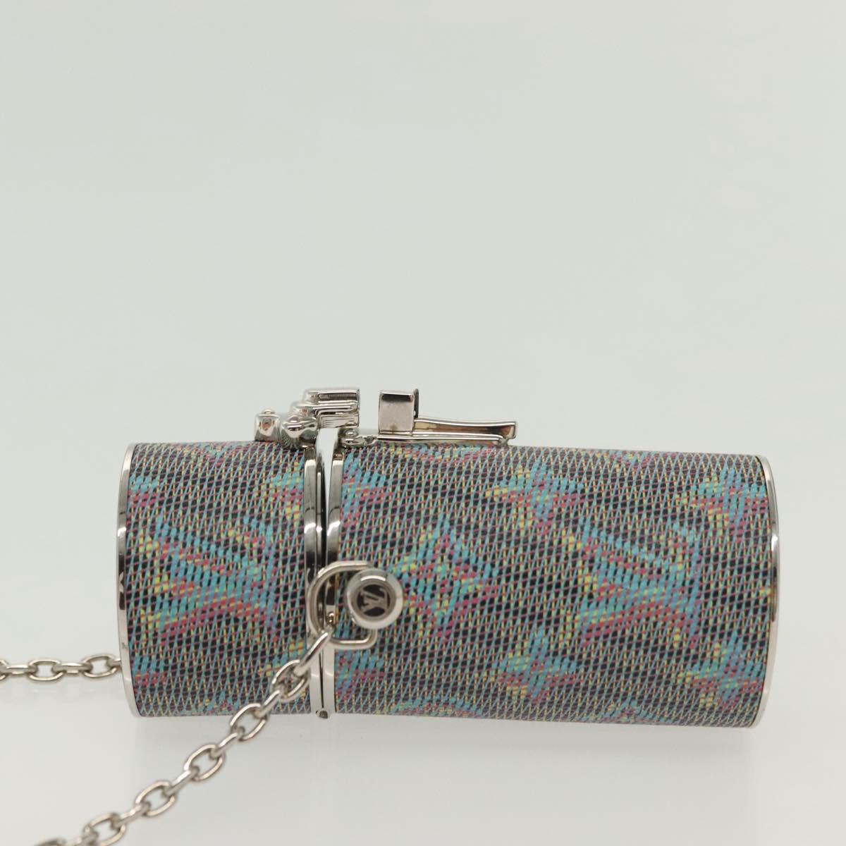 LOUIS VUITTON Monogram LV Pop Chain Lipstick Case Blue MP2536 LV Auth 136322